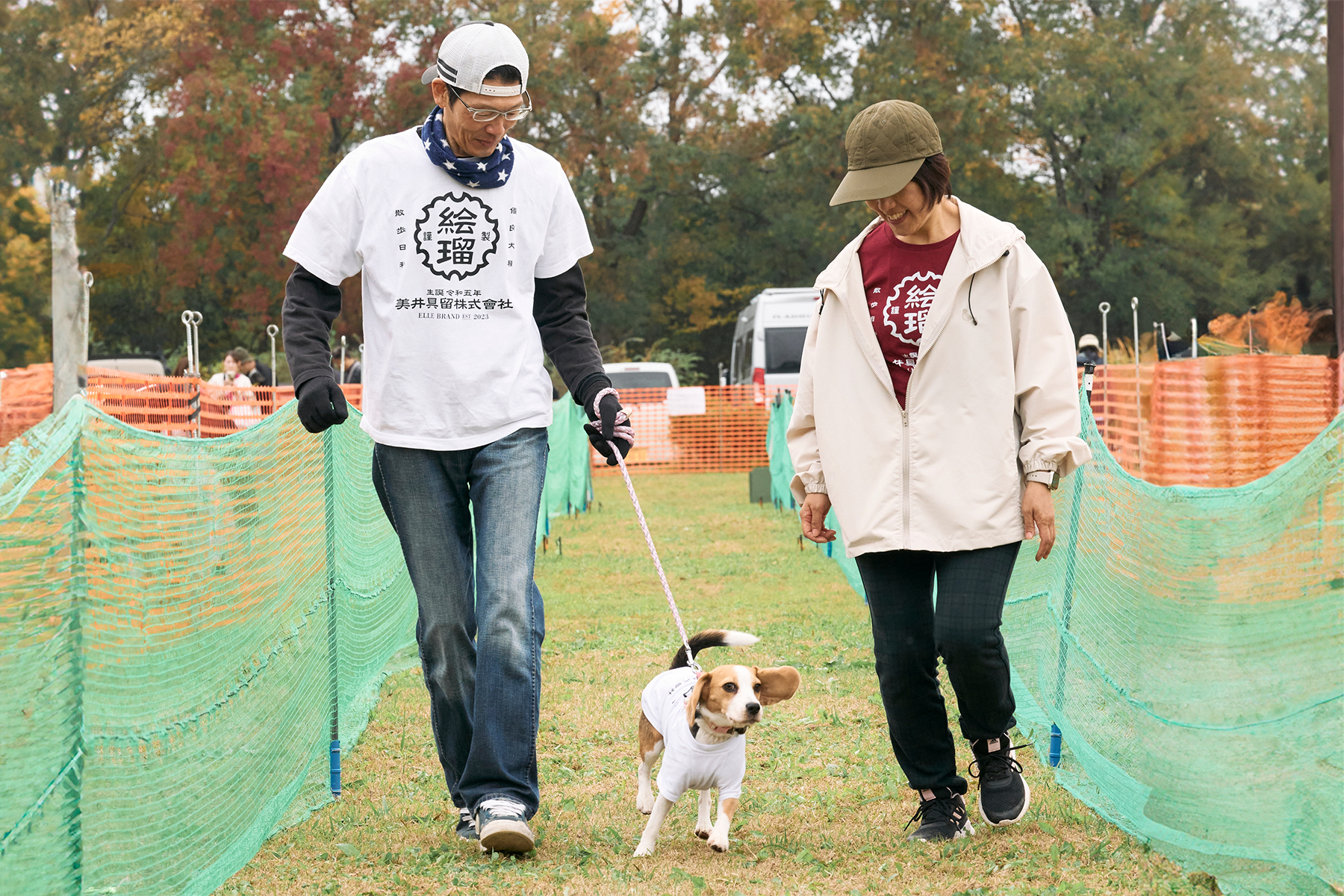 家族でダッシュ撮影(Beagle)
