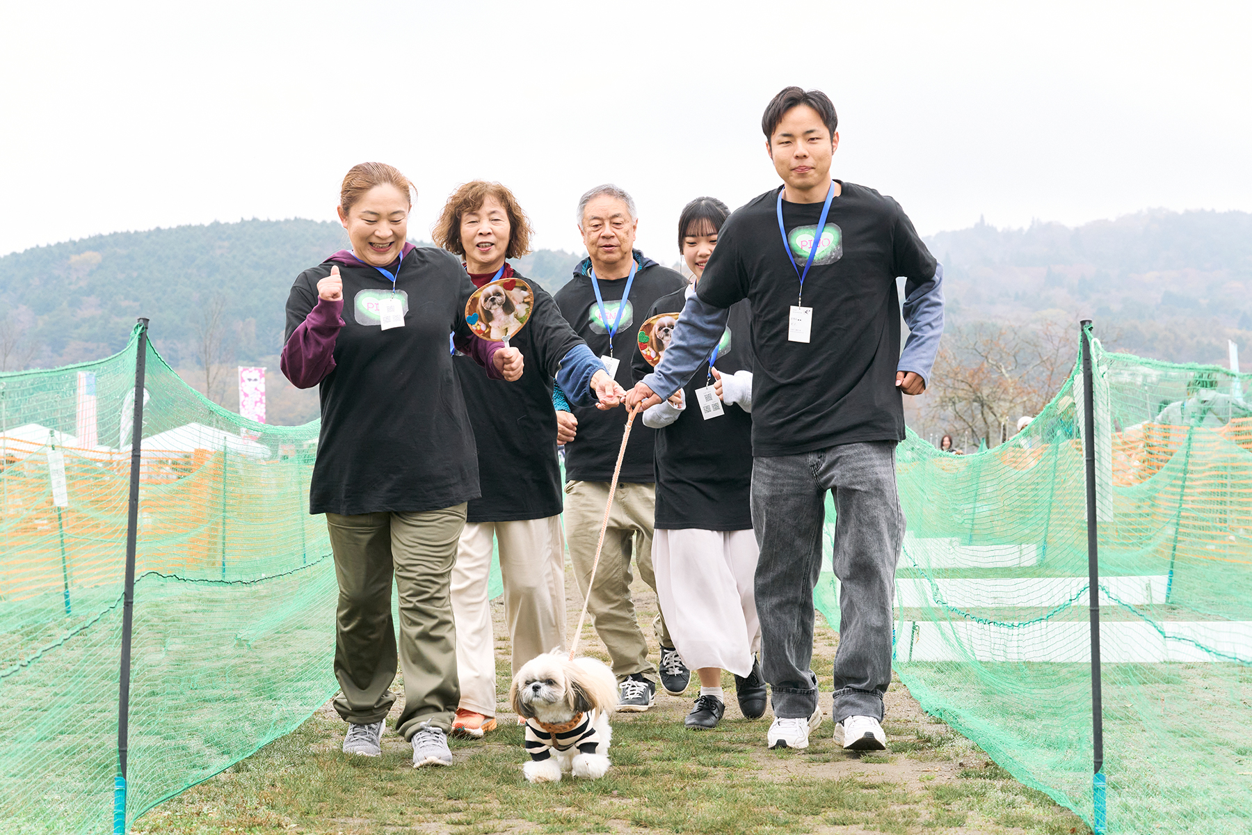家族でダッシュ撮影(Pekingese)